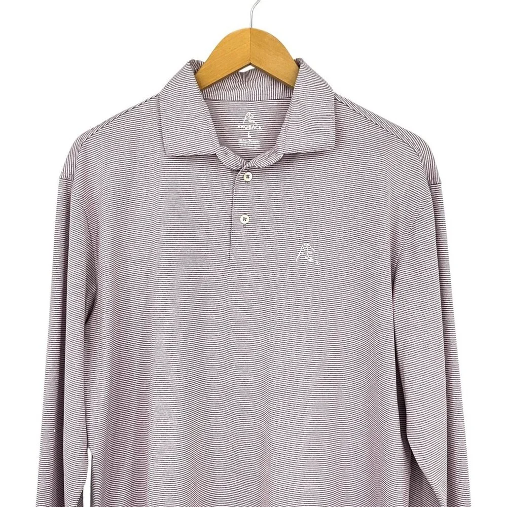 Rhoback The Whaler Performance Polo Purple Heather Stripe Men's L Long Sleeve - Picture 2 of 11